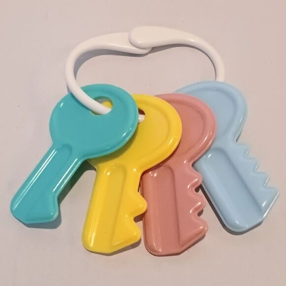 Vtg Baby Toys Lot Of 2-Playskool Mickey Busy Beads Rattle-Key Ring-1990s-Plastic - Picture 2 of 10